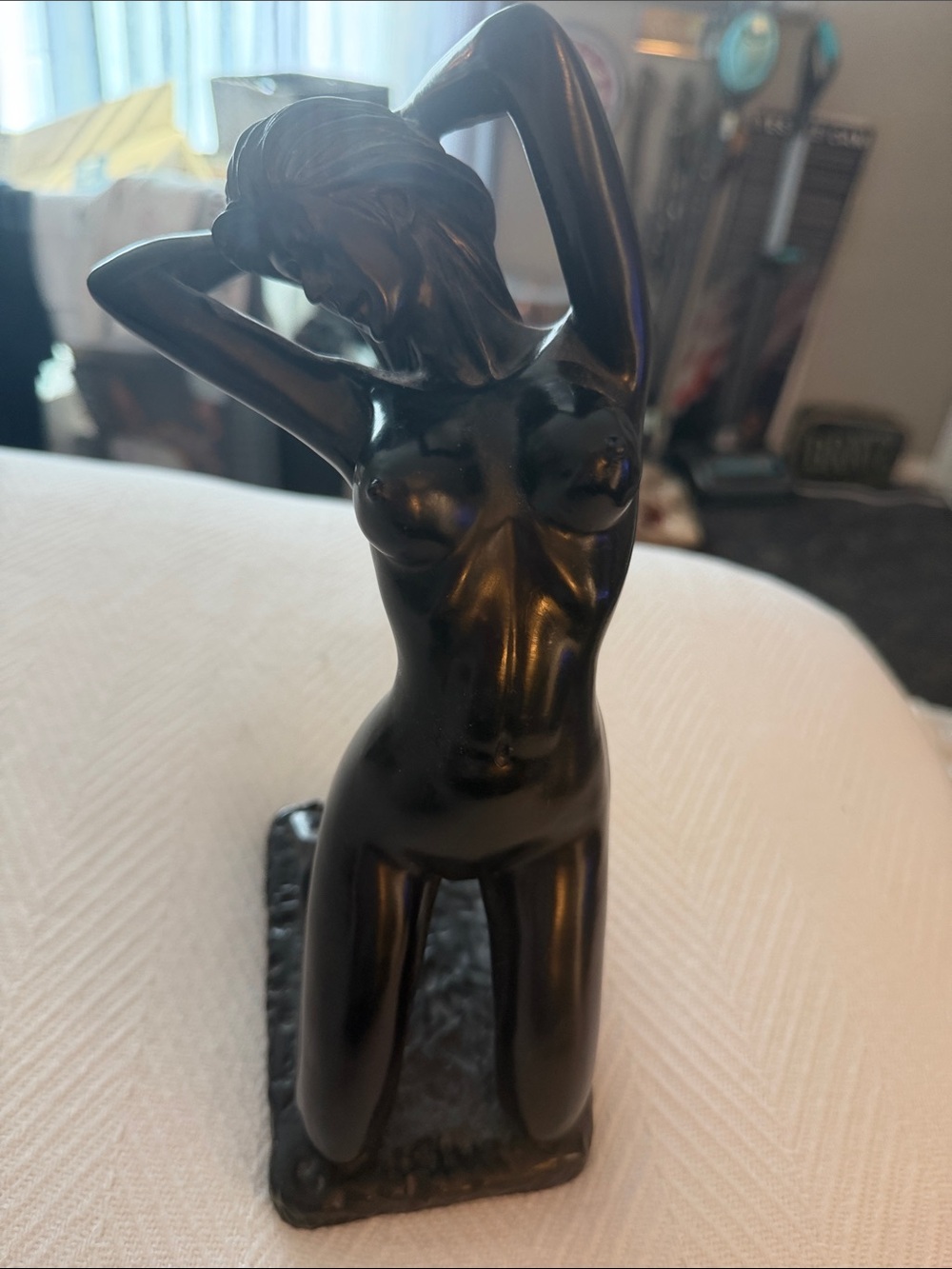 Black Decorative Female Sculpture - Elegant Home Art Accent